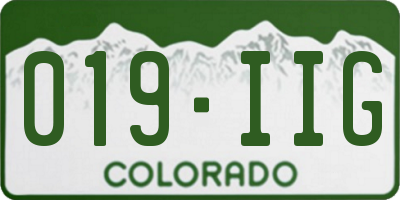 CO license plate 019IIG