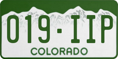 CO license plate 019IIP