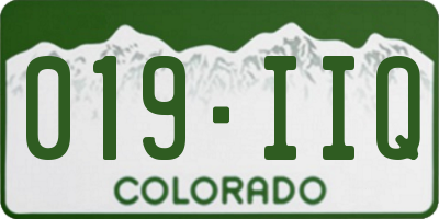 CO license plate 019IIQ