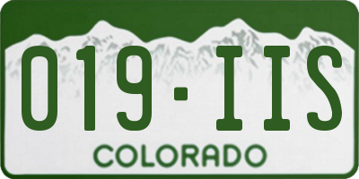 CO license plate 019IIS