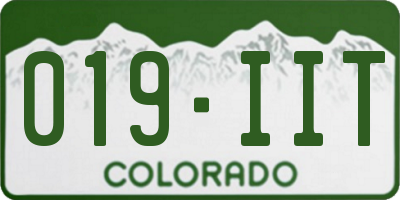 CO license plate 019IIT