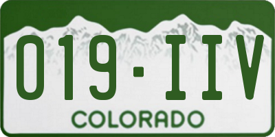 CO license plate 019IIV