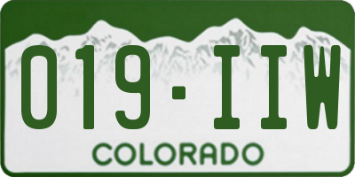 CO license plate 019IIW