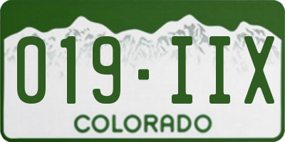 CO license plate 019IIX