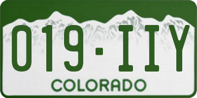 CO license plate 019IIY