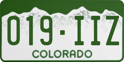 CO license plate 019IIZ