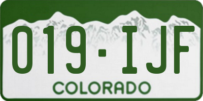 CO license plate 019IJF