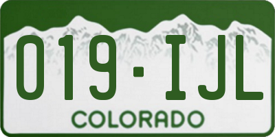 CO license plate 019IJL