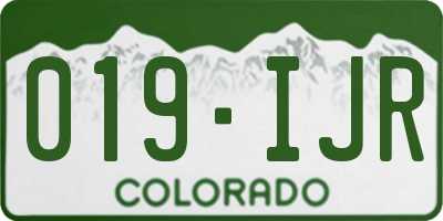 CO license plate 019IJR