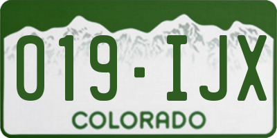 CO license plate 019IJX