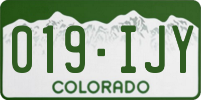 CO license plate 019IJY