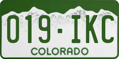 CO license plate 019IKC