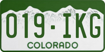 CO license plate 019IKG