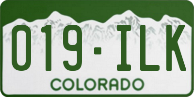 CO license plate 019ILK