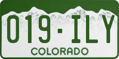CO license plate 019ILY