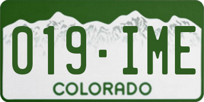 CO license plate 019IME