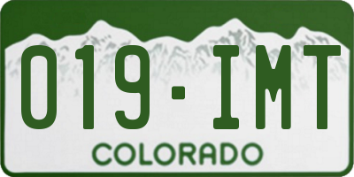 CO license plate 019IMT