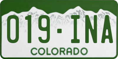 CO license plate 019INA