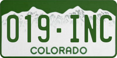 CO license plate 019INC