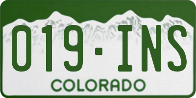 CO license plate 019INS