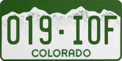 CO license plate 019IOF