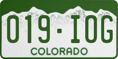 CO license plate 019IOG