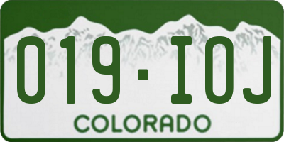CO license plate 019IOJ