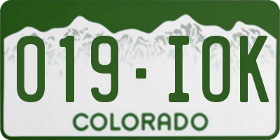 CO license plate 019IOK