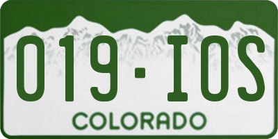 CO license plate 019IOS
