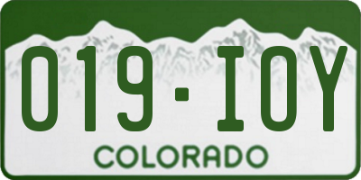CO license plate 019IOY