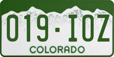 CO license plate 019IOZ