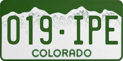 CO license plate 019IPE