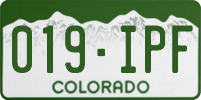 CO license plate 019IPF