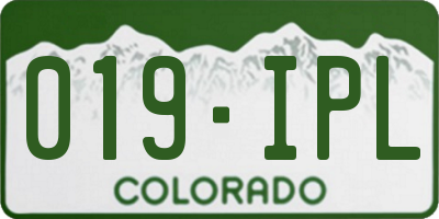 CO license plate 019IPL