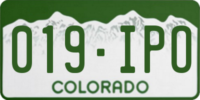 CO license plate 019IPO