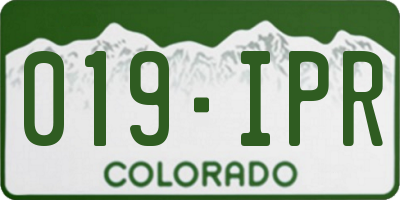 CO license plate 019IPR
