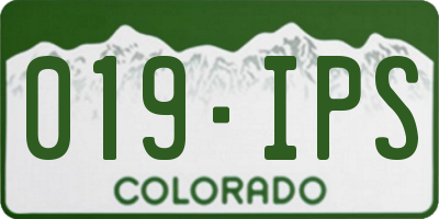 CO license plate 019IPS