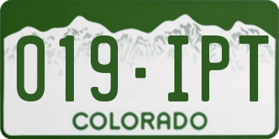 CO license plate 019IPT