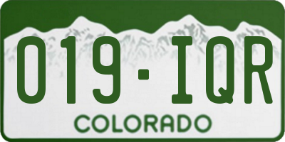 CO license plate 019IQR