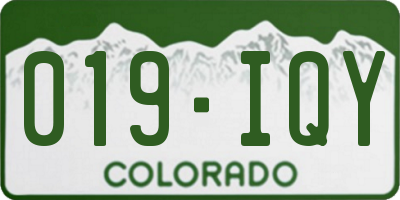 CO license plate 019IQY