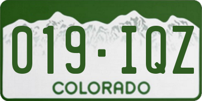 CO license plate 019IQZ