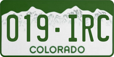 CO license plate 019IRC