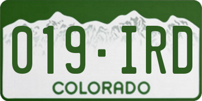 CO license plate 019IRD