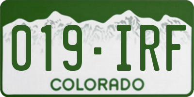 CO license plate 019IRF