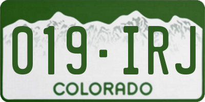 CO license plate 019IRJ