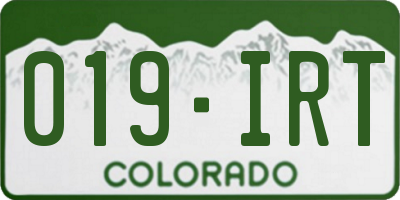 CO license plate 019IRT