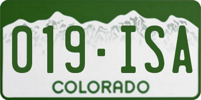 CO license plate 019ISA