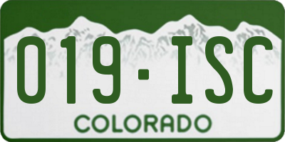 CO license plate 019ISC