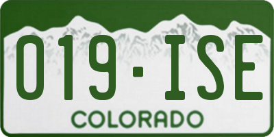 CO license plate 019ISE