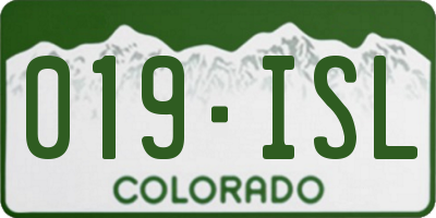 CO license plate 019ISL